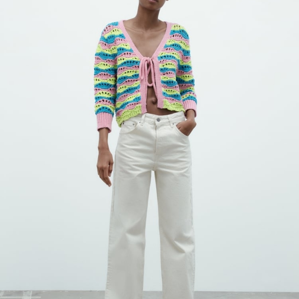 ZARA LIMITED EDITION STRIPED KNIT CARDIGAN